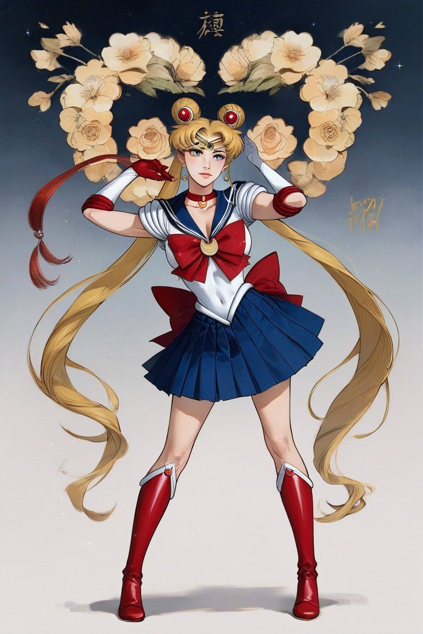 Blue Skirt, Sailor Moon Outfit, Usagi Tsukino Hentai AI Porn