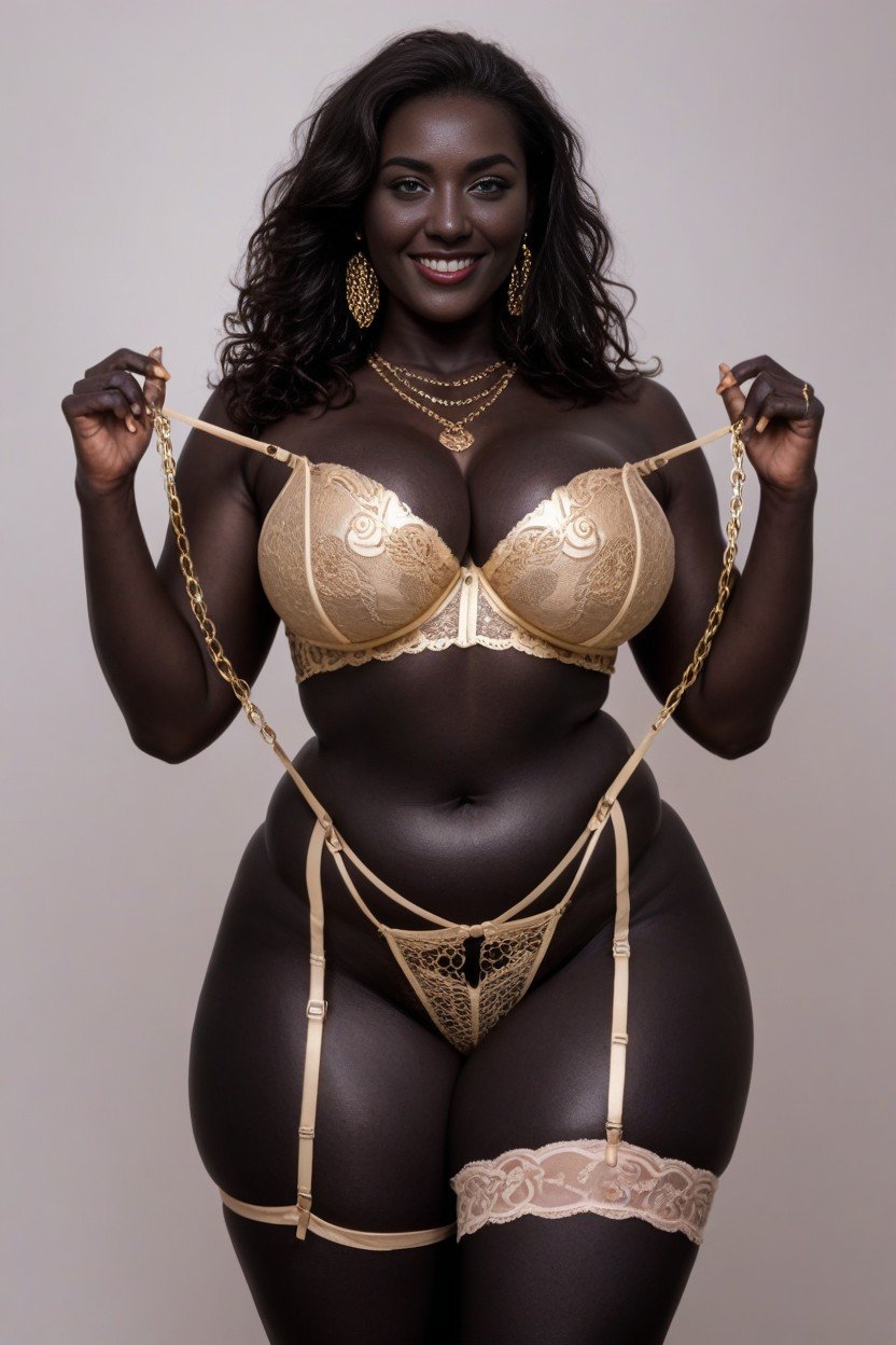 Extremely Beautiful Attractive Smile, Full Black Beautiful Hair, Big Stomach Shemale AI Porn