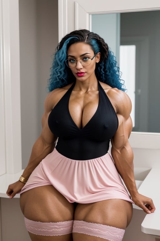 Fully Clothed, Hyper Massive Muscular Arms, Hyper Thick Biceps Asian AI Porn