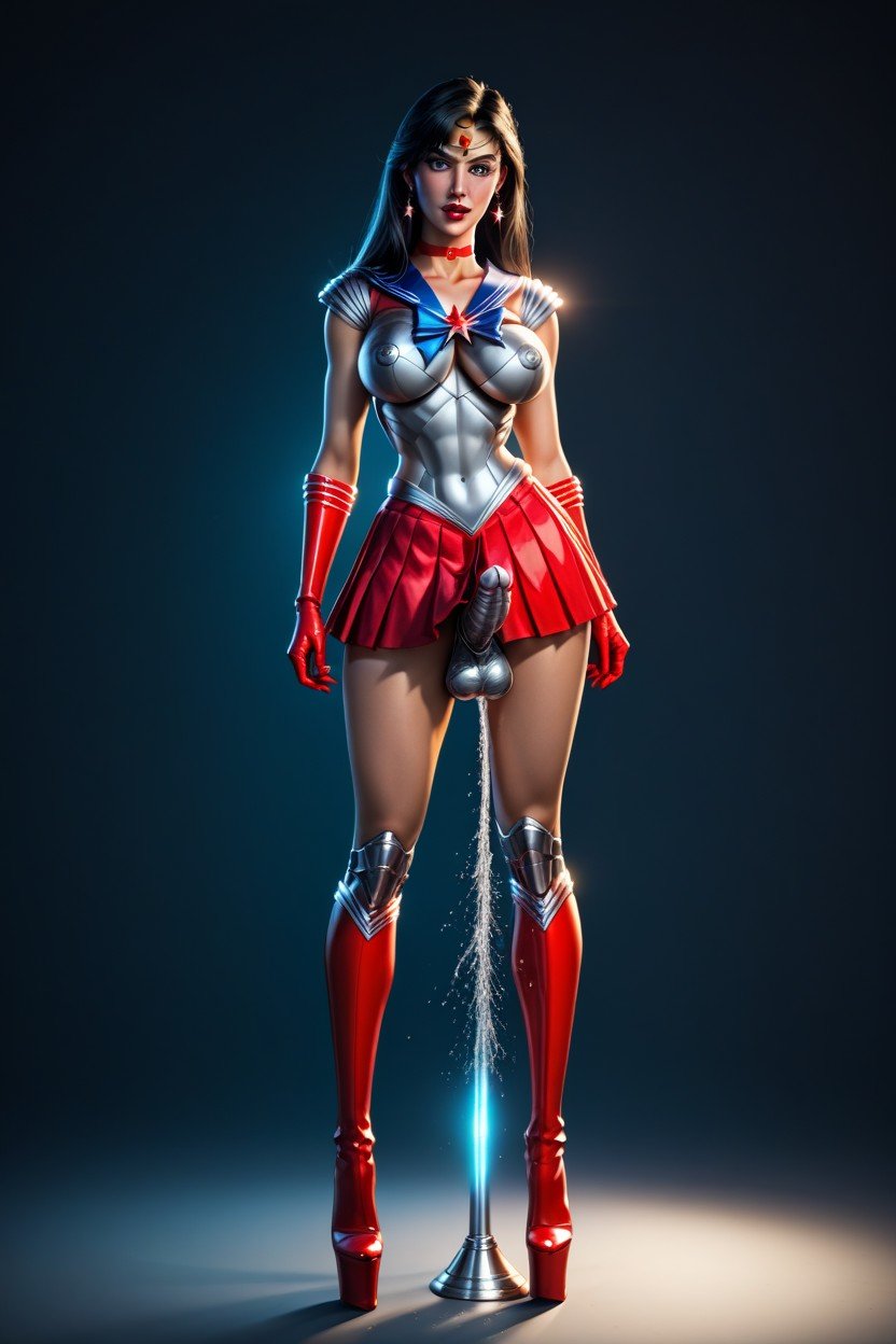 Sailor Mars Robotized, All Of Her Body Is Shiny Metallic, Sailor Mars Haircut쉬메일 AI 포르노