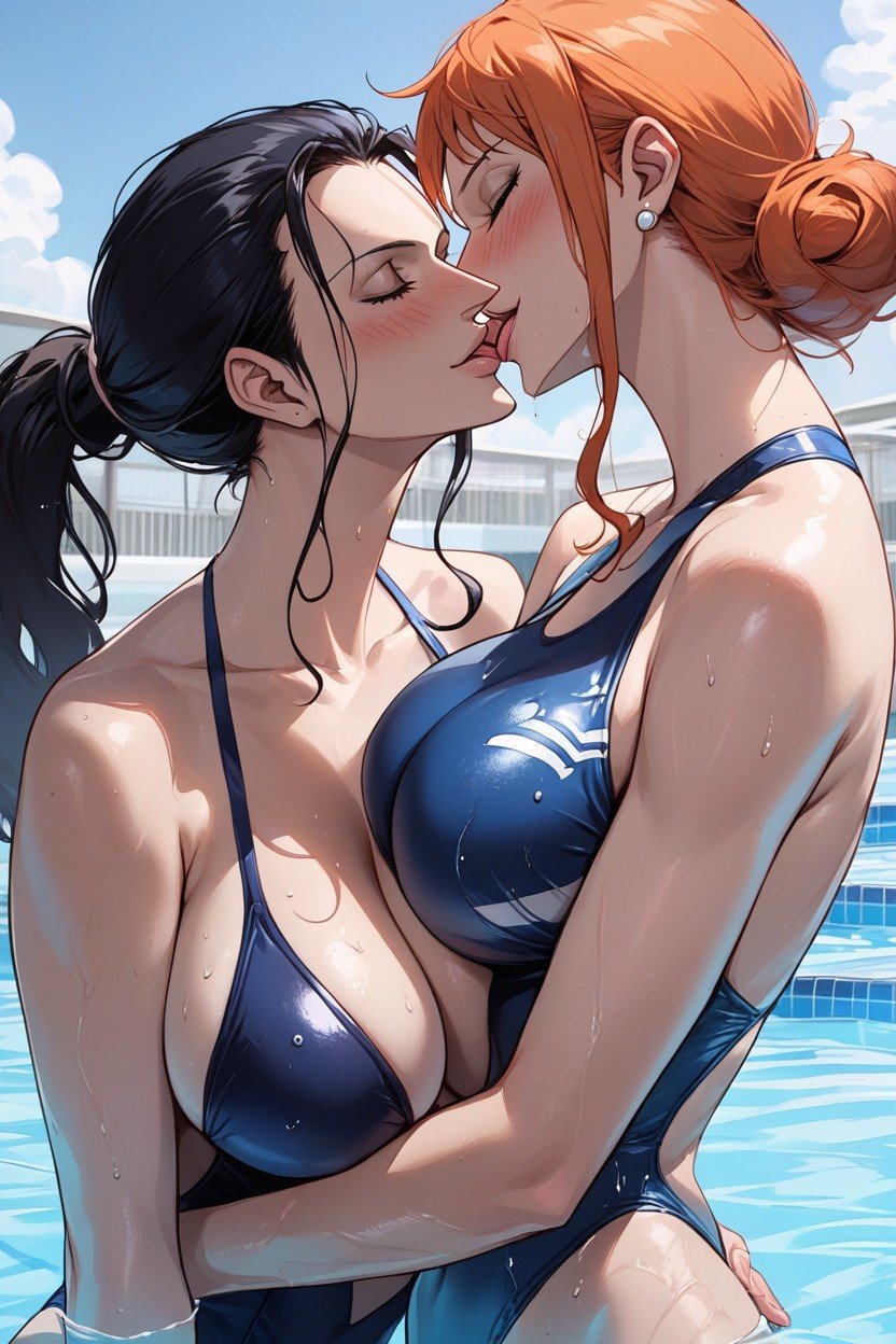 Swimming Pool, Large Breast, Nico Robin Furry AI Porn