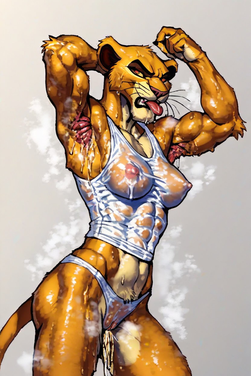 Peeing Herself, Detailed Face, Dripping Sweat Furry AI Porn
