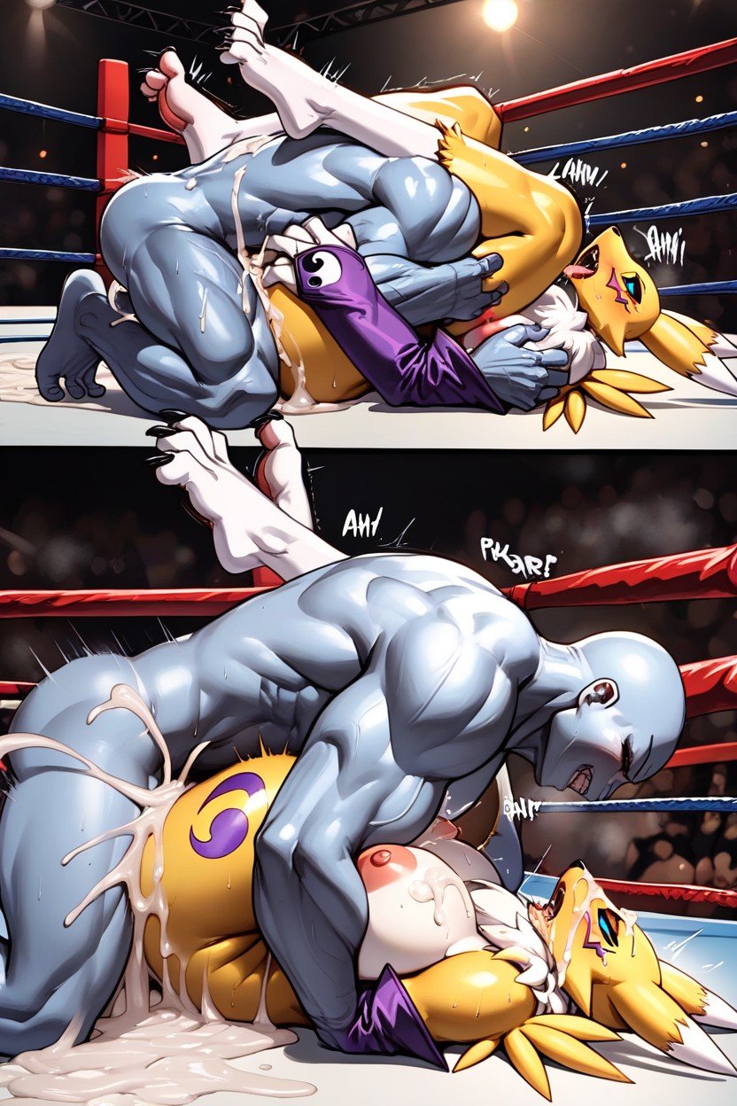 Full Body, Wrestling Ring, Mating Press Furry AI Porn