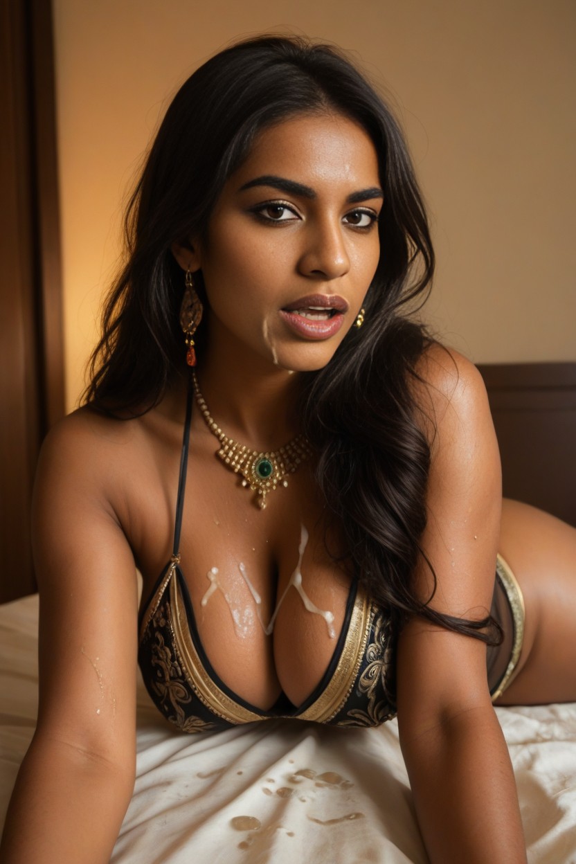 Silk Sari, Solo, Indian Satin Clothes AI Porn