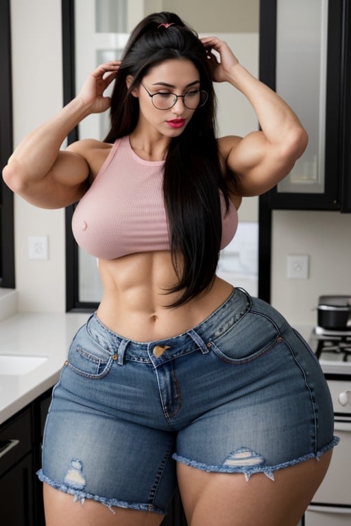 Extremely Musculated, Colossal Hyper Ass, Extremely Tall Asian AI Porn