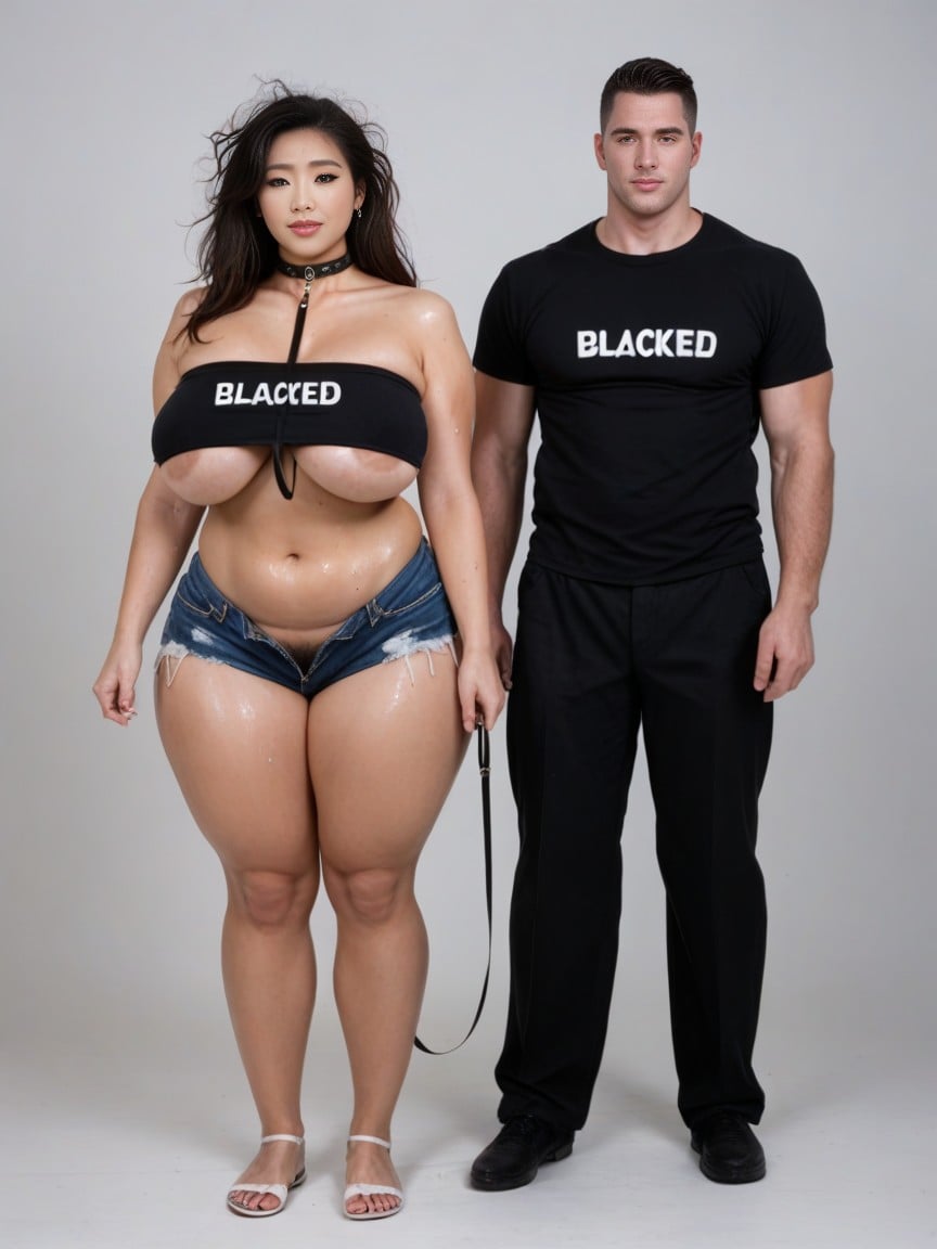 Massive Ass, Asian Woman Standing Next To Huge Black Guy, Beautiful Asian Woman Pornografia peluda com IA