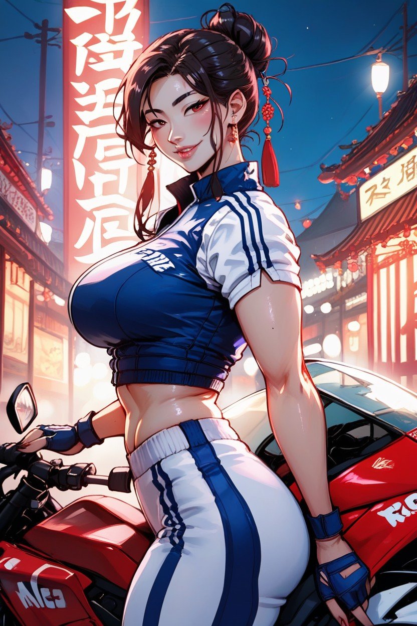 Uhd, Japanese Woman Rides A Sport Racing Motorcycle, Asian Hentai AI Porn