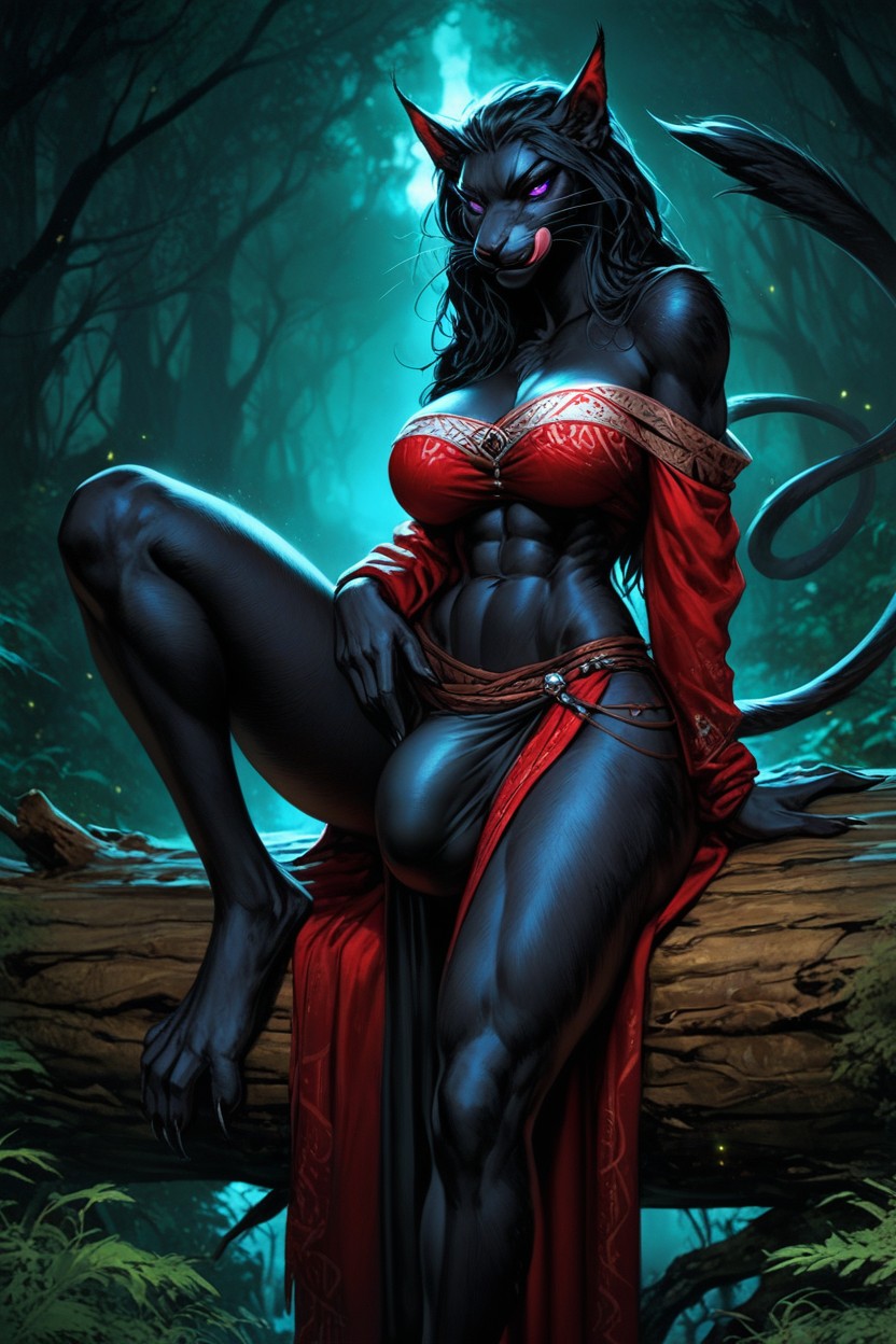 Black Strapless Top, Feet, Sitting On Log AI Porn