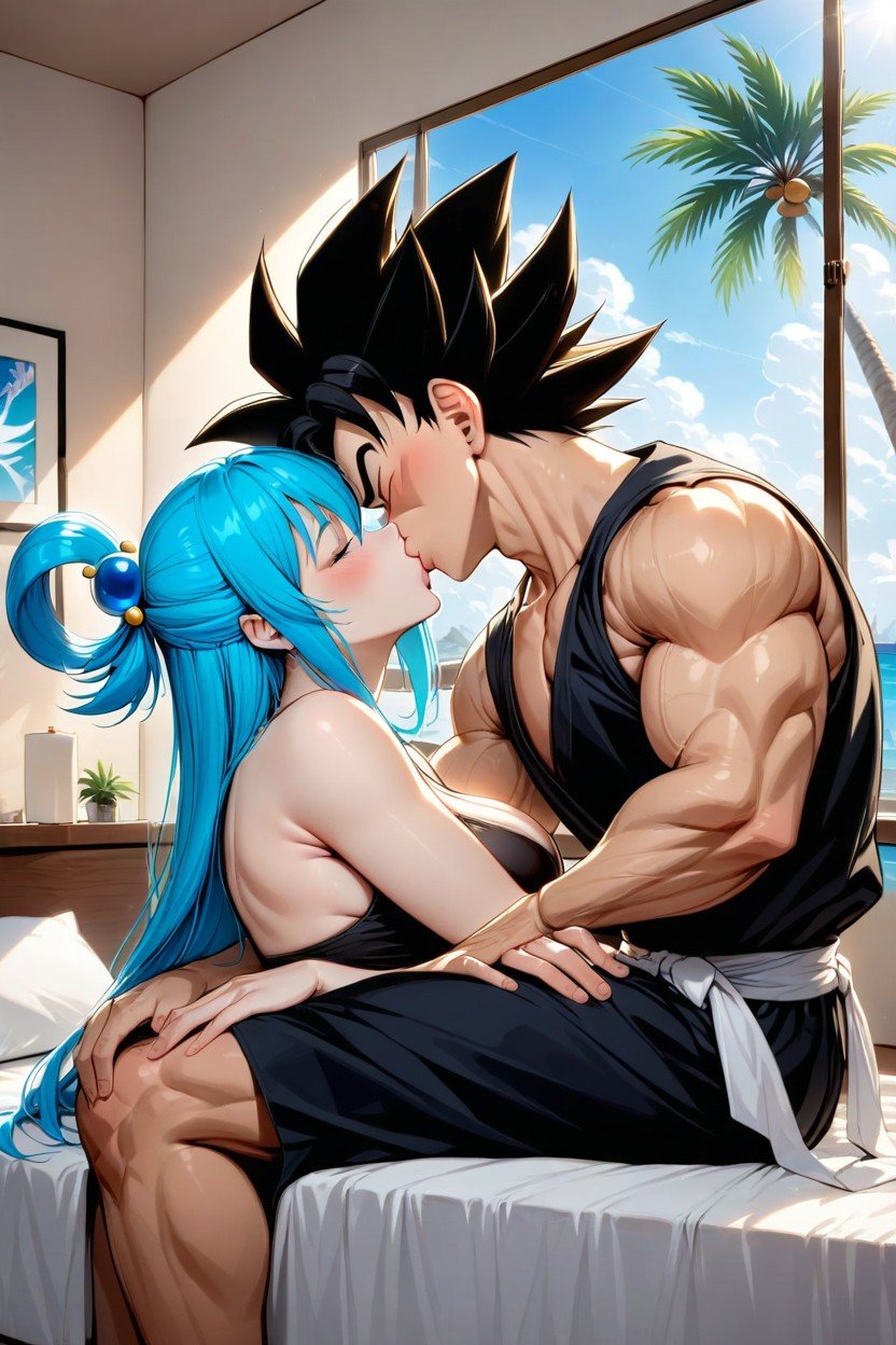 Goku Black Has Black Hair, Kisses, Goku Black Has Palm Tree-shaped HairHentai IA