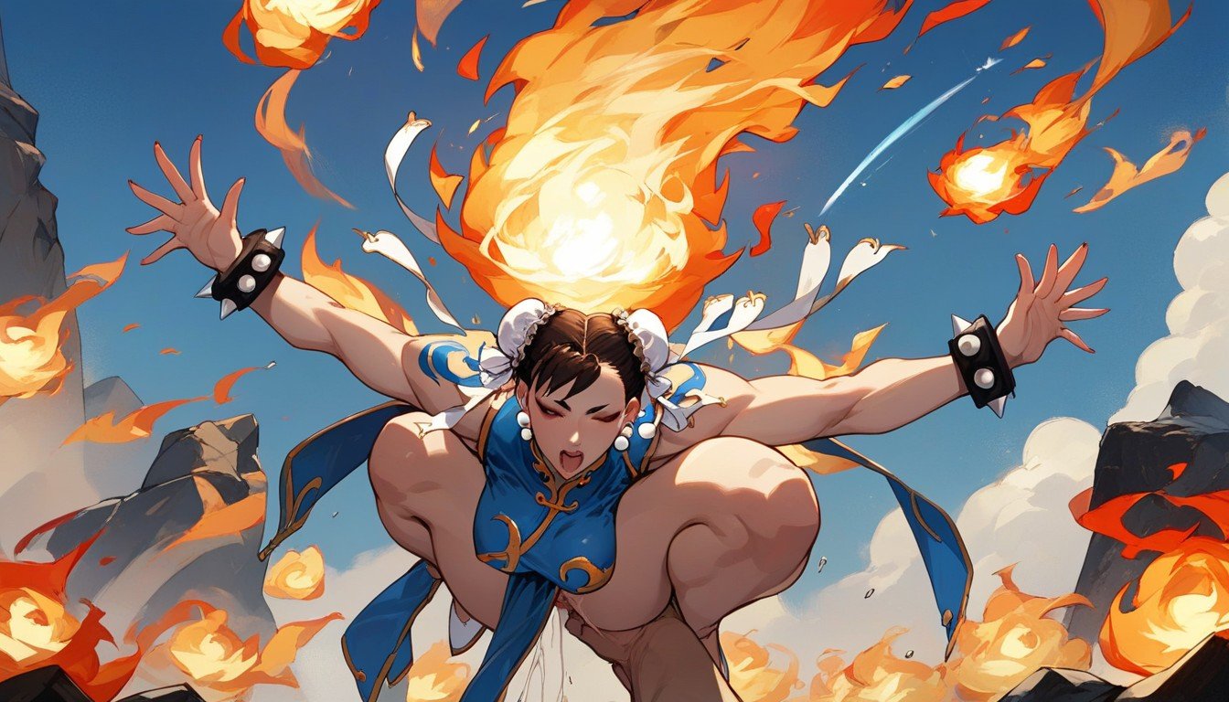 Chun Li, Shooting A Fireball, Fucked By Large Cock Shemale AI Porn