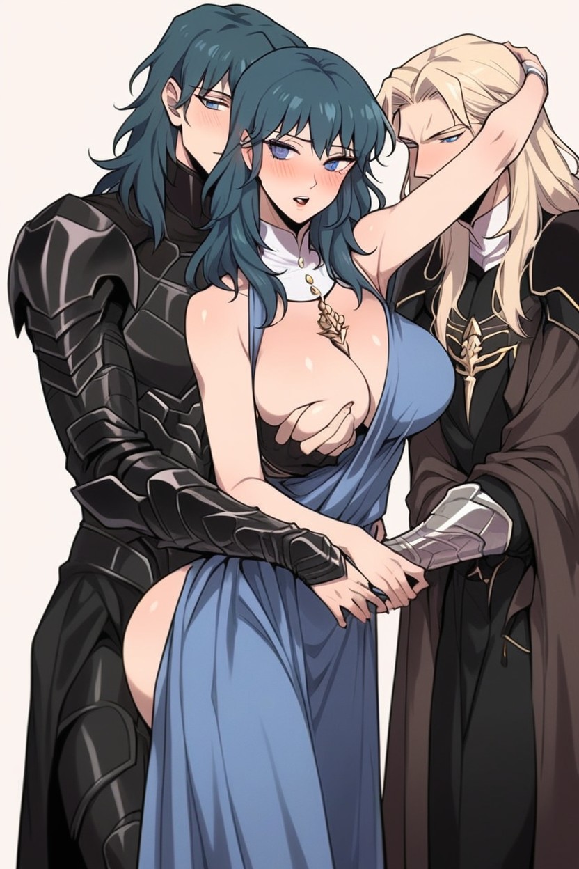 Man Sexually Groping Byleths Boobs, Groping Both Breasts From Behind, Dick Against Byleths Ass Hentai AI Porn