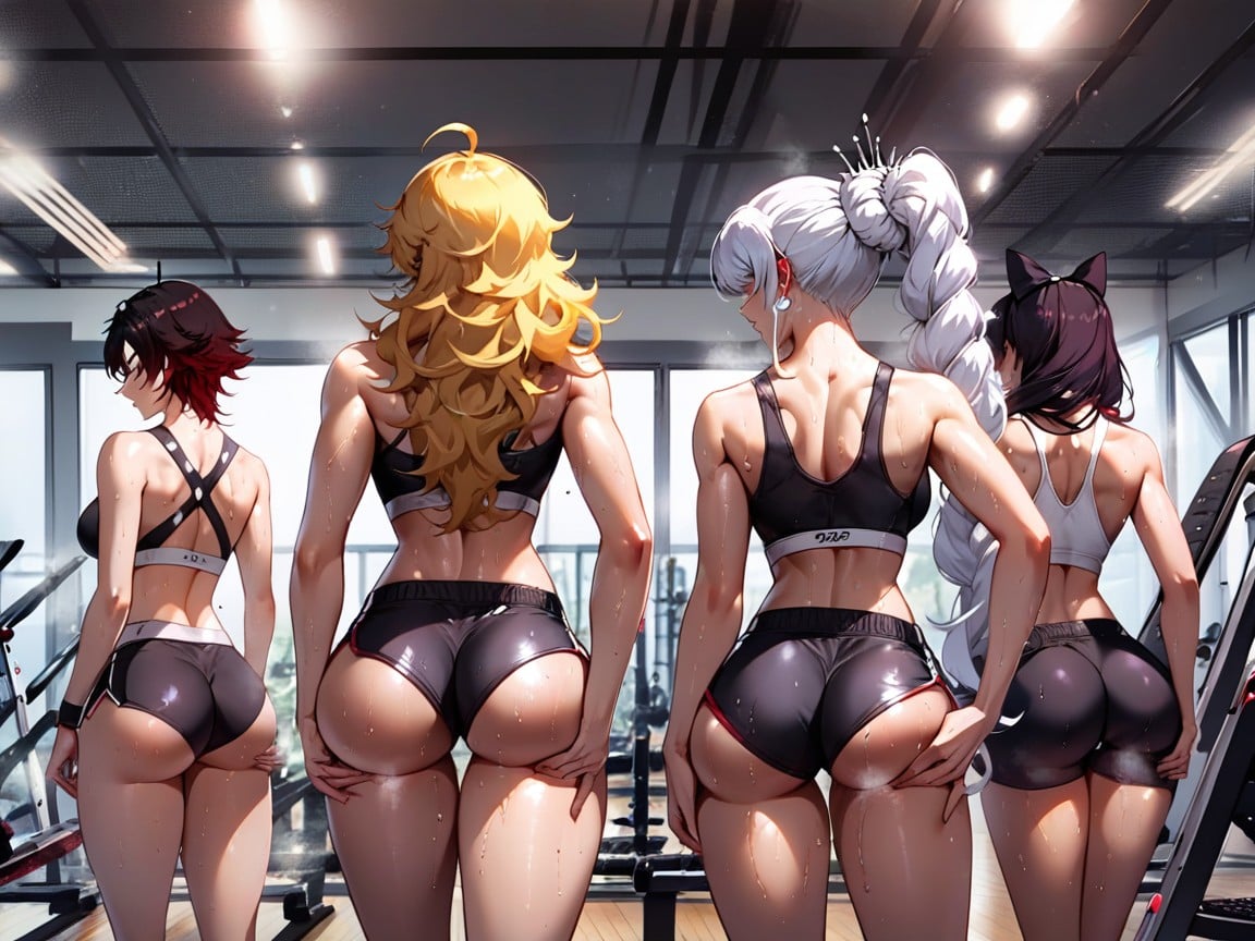 Slutty Sports Bra, Form Fitting Clothes, Weiss Schnee From Rwby Furry AI Porn