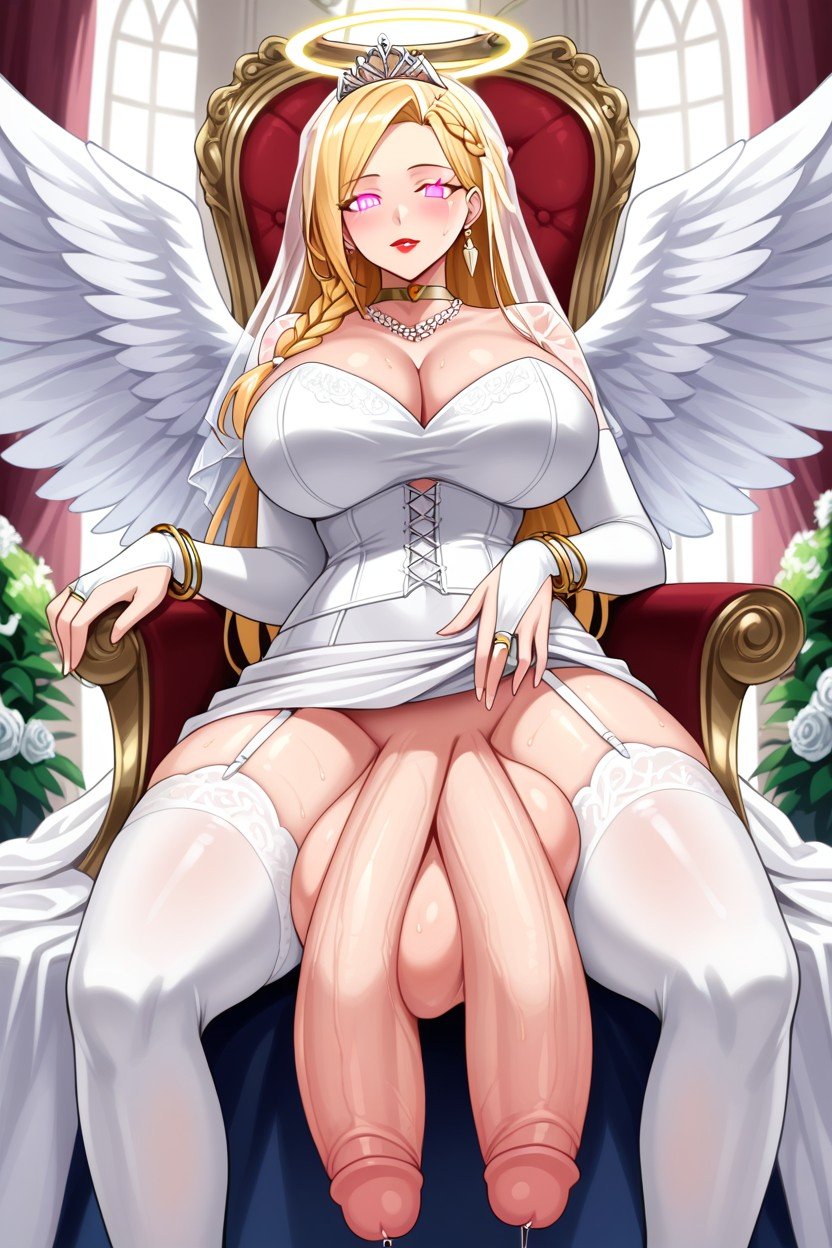 Ring, Bridal Gauntlets, Long White Dress Shemale AI Porn