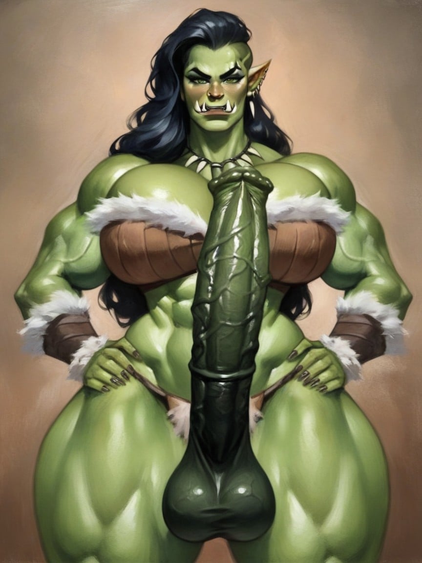 Expresión Arrogante, 50+, Orc Warrior Giant Orc Huge Cock Green Skin Orc Has Tusks Orc Has Spiky Black Hair Orc Has Huge Round Breasts Orc Naked Orc Tall Orc Has Muscular Thighs Orc Has Big Wide Hips And Fat Ass Orc Has Huge Green Cock Veiny Cock Erection Orc RelaxingPorno shemale IA