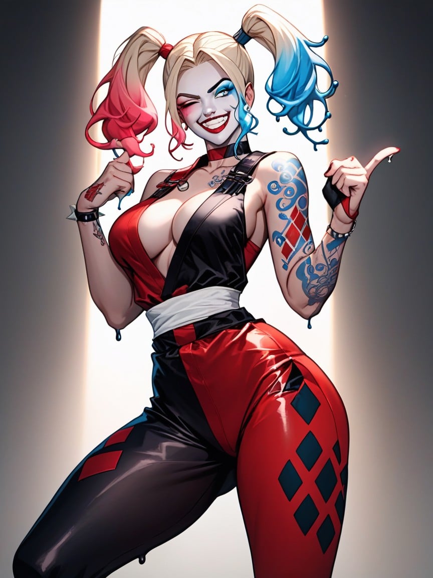 Harley Quinn, Pawg, Squeezing Breasts Shemale AI Porn