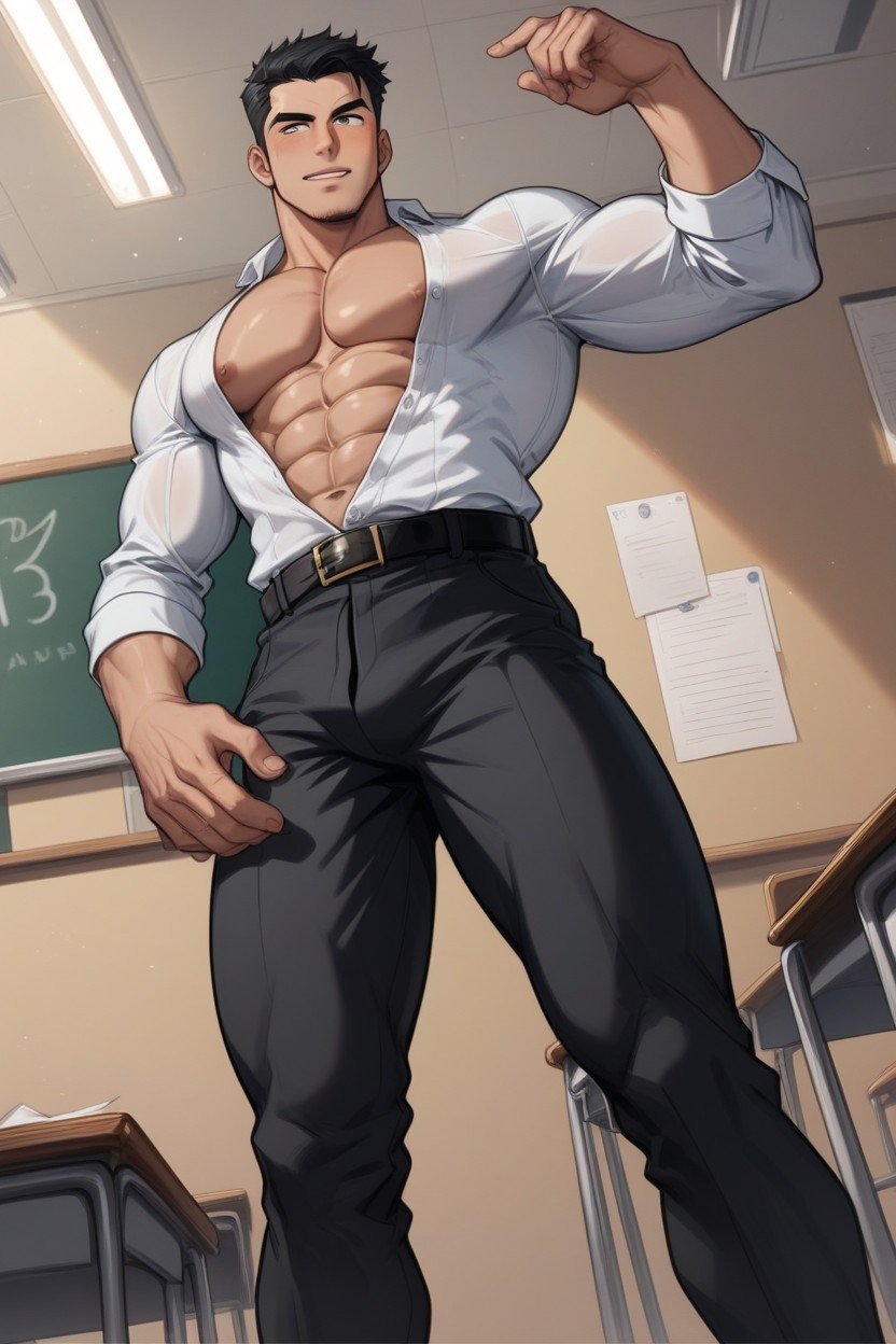 In Classroom, 1 Person, Full Body AI Gay Porn