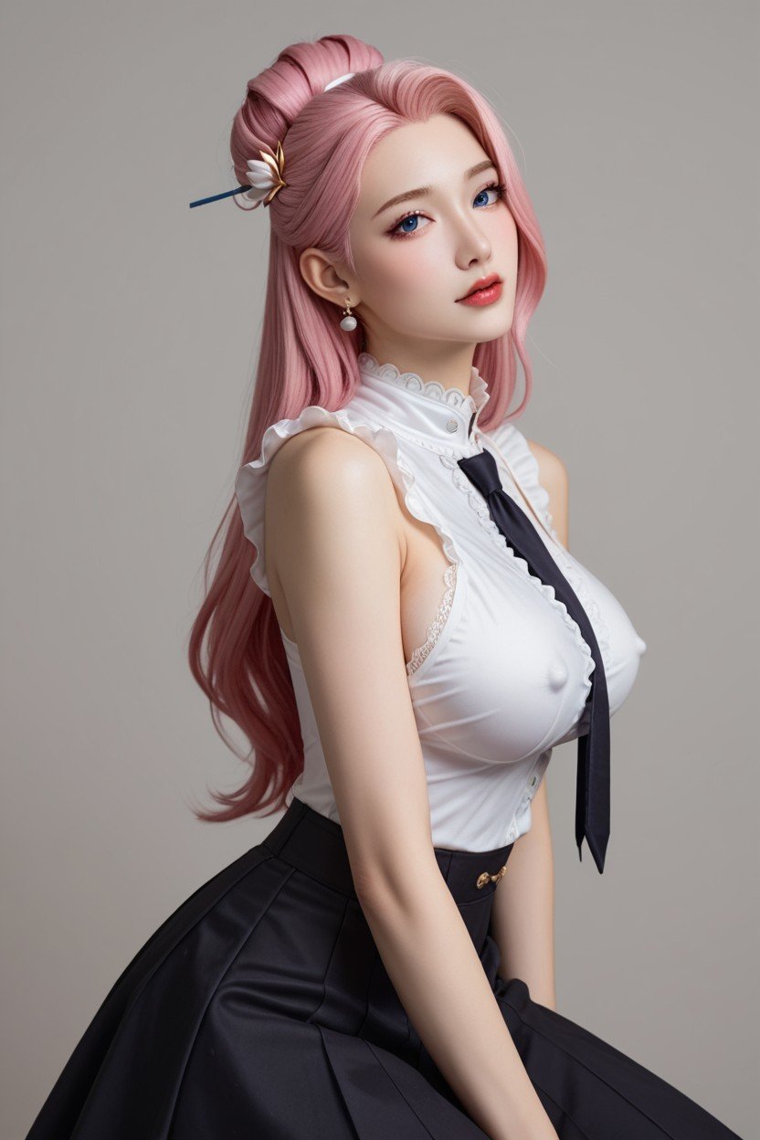 Red Ribbon Tie, Da, Seraphine From League Of Legends Asian AI Porn