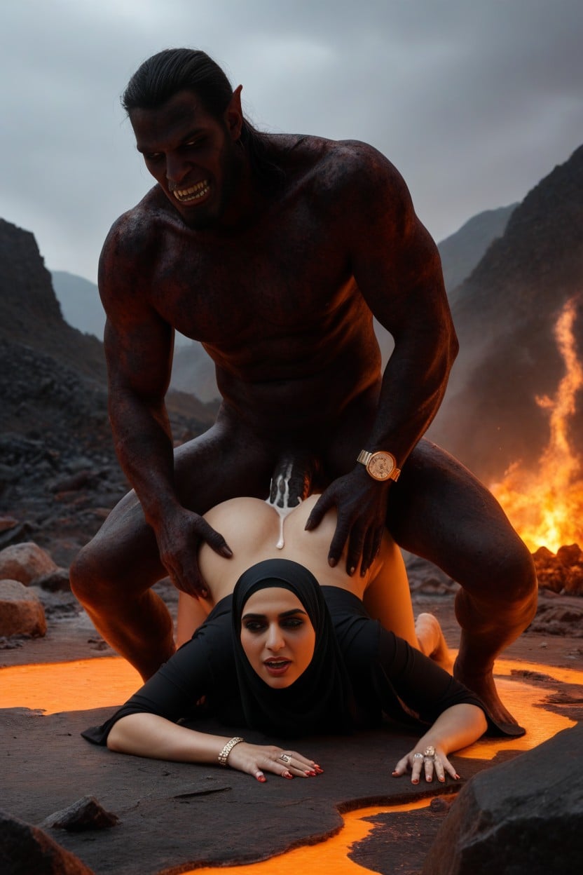 Rebellion, Muslim Woman Committing Adultery In The Fire, Shes Horny For The Demon AI Porn