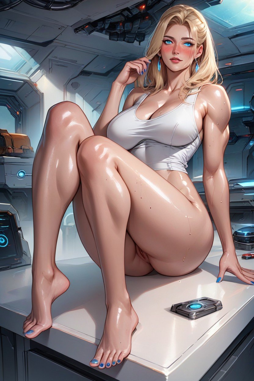 Detailed Face, Blue Nails, Spaceship Shemale AI Porn