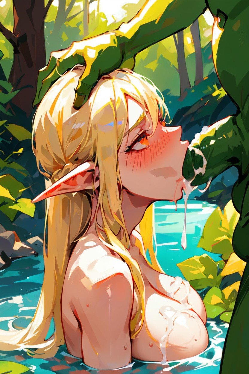 Female Elf, Two Pigtails, Blonde HairPorno IA Hentai