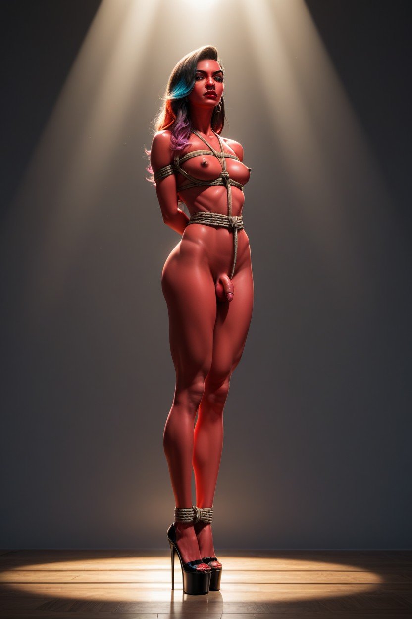 Red Skin, Makeup, Wide Angle Shemale AI Porn