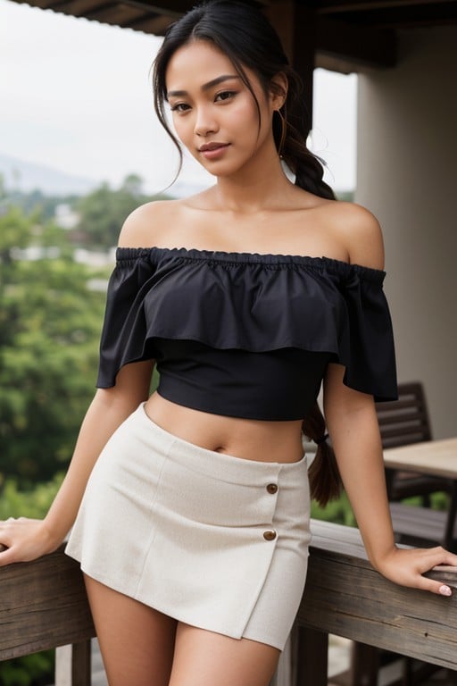 Filipina, 18+, Off Shoulder Shemale AI Porn