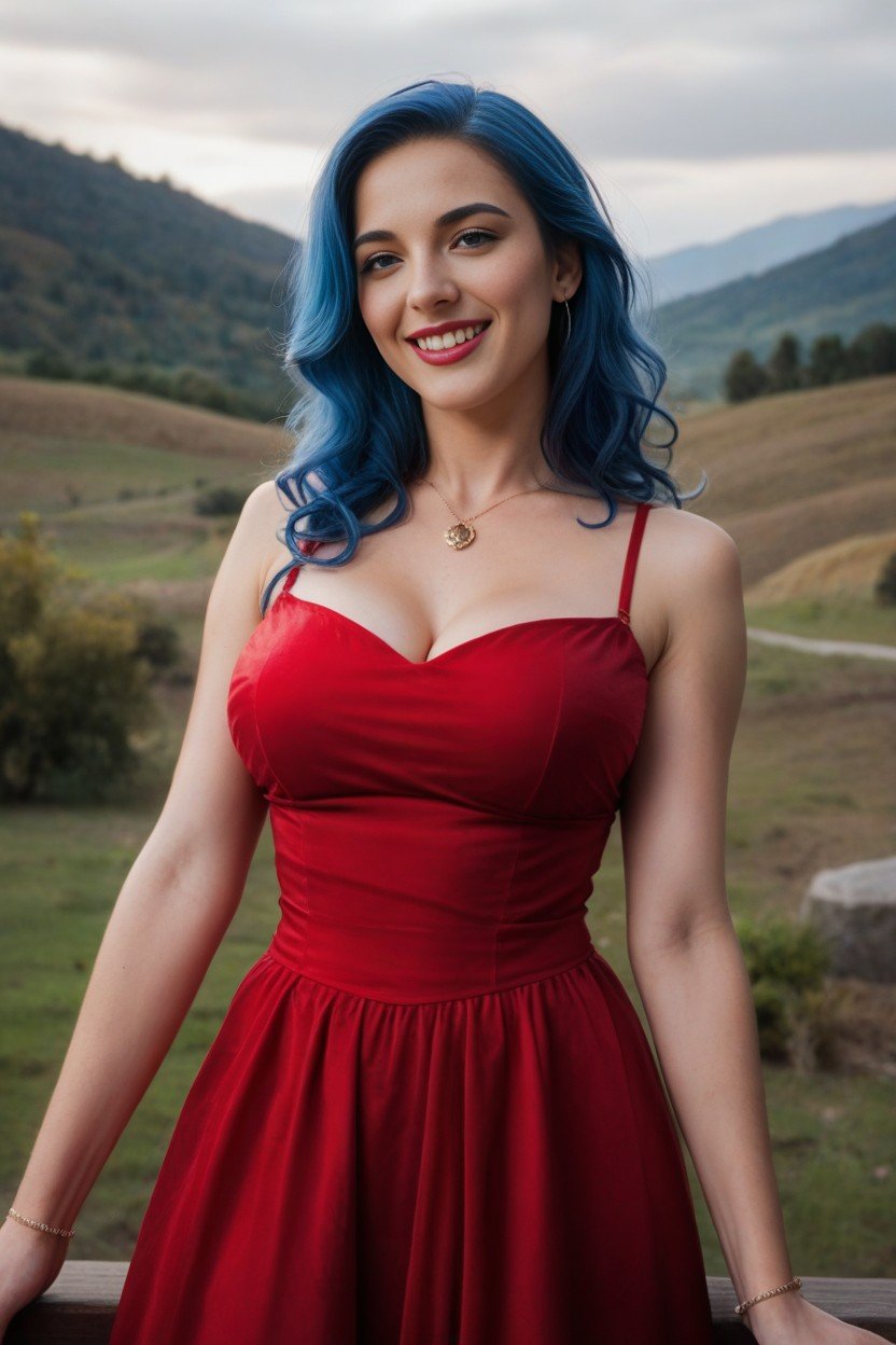 American, Big Boobs, Blue Hair AI Gay Porn