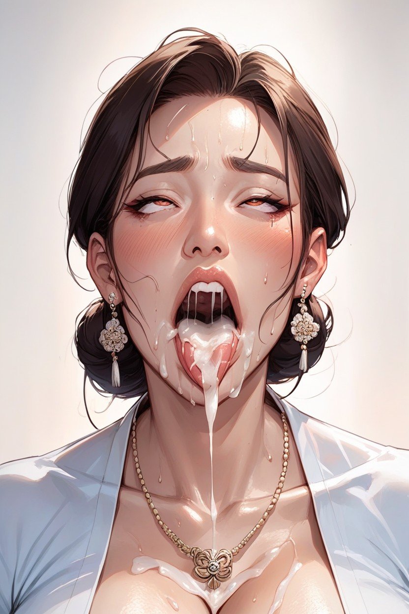 Tongue Out, Ahegao, Asian Milf쉬메일 AI 포르노