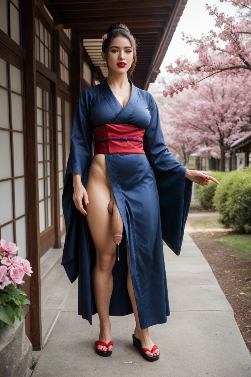 No Skirt, A Real Stunner, Kimono Travesti IA Pornô