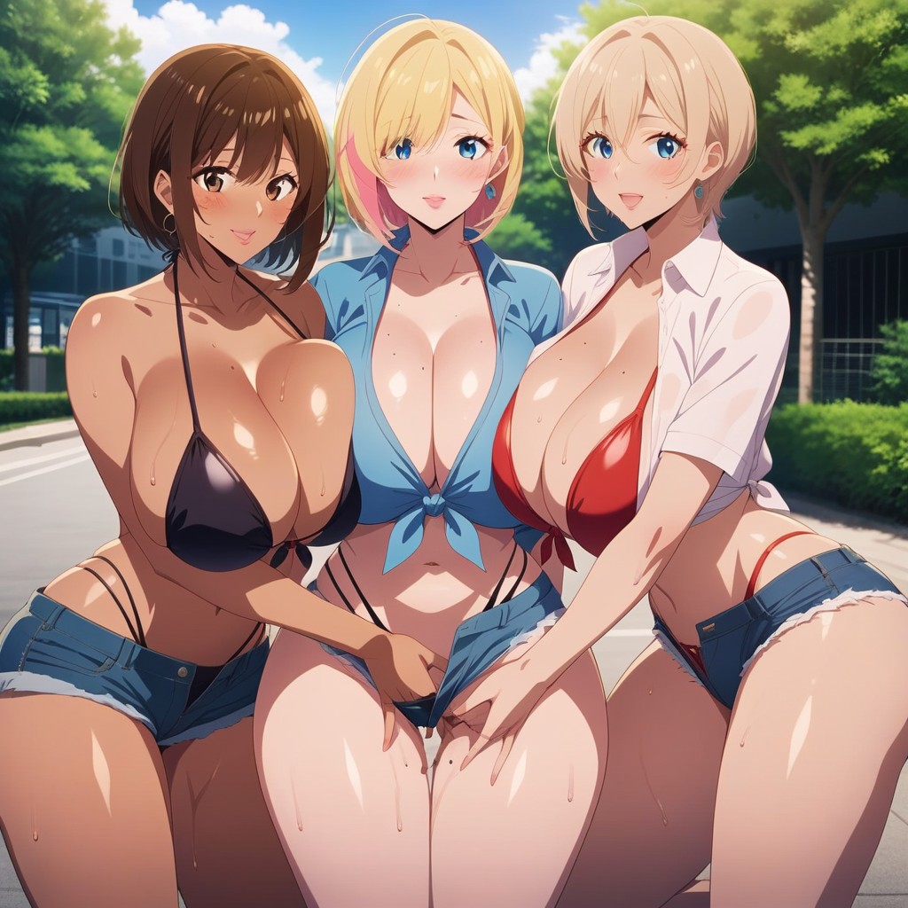 Harem, Extremely Beautiful Face, Freckles Hentai AI Porn