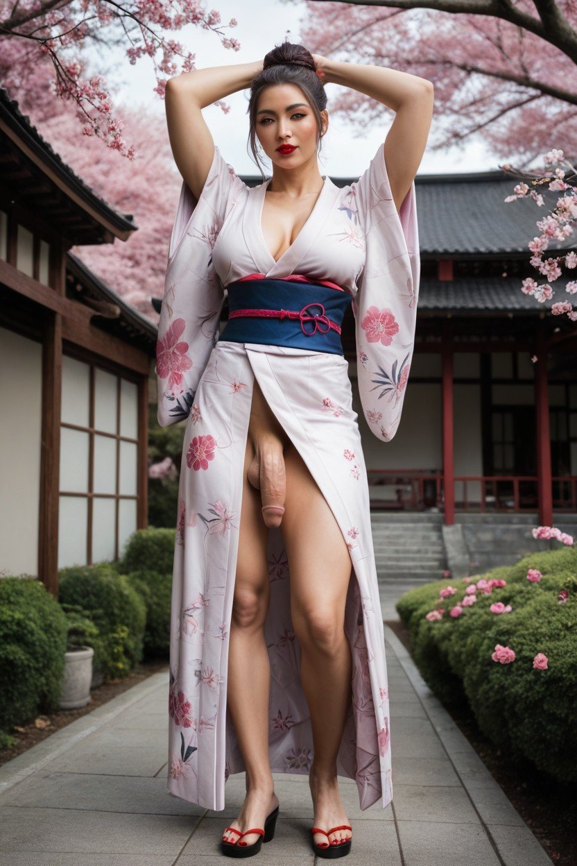 Perfectly Rounded Apple Sized Sexy Ass, Front View, Skintight Kimono AI Gay Porn