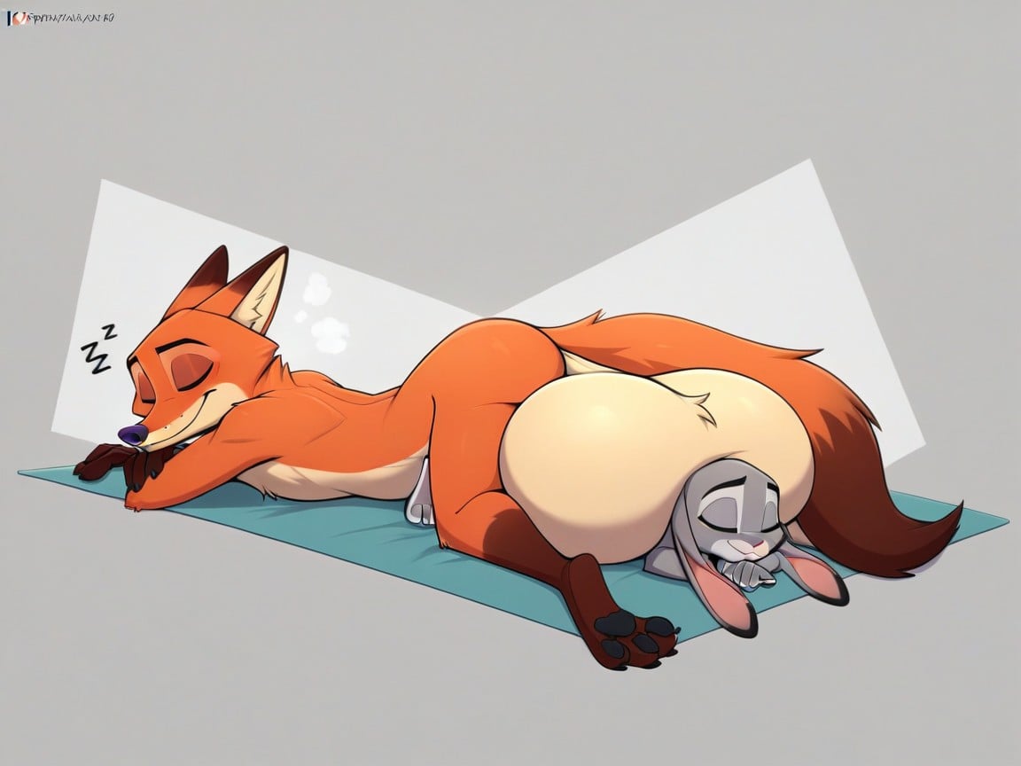 Judy Hopps Testicle Worship, 18+, Judy Hopps Laying Across Nick Wilde TesticlesファーリーAIポルノ