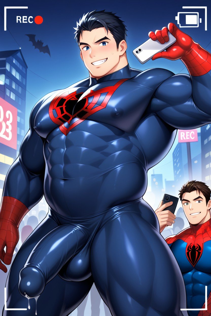 Black Hair, Peter Parker, Big Pectoral Muscles AI Gay Porn