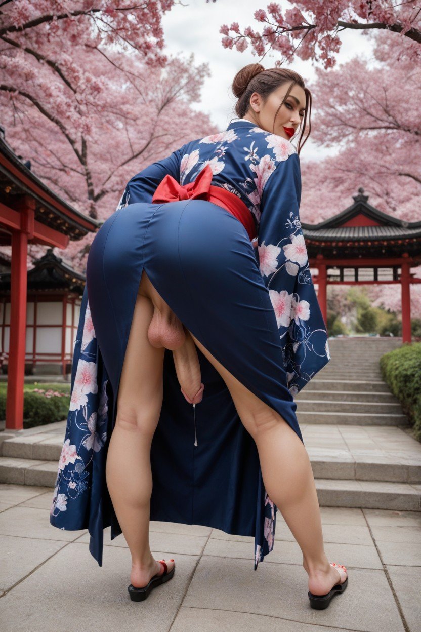 Perfectly Rounded Apple Sized Sexy Ass, A Real Stunner, Colourful Kimono AI Gay Porn