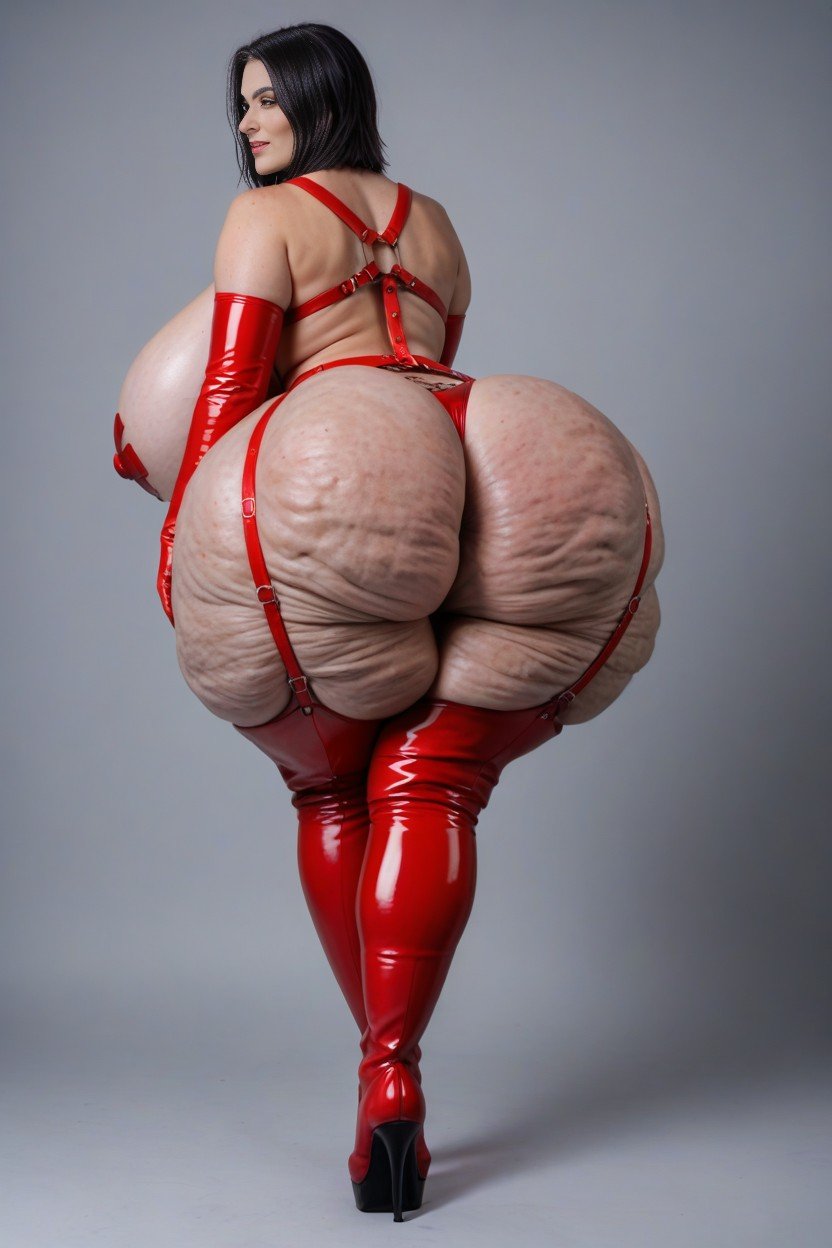 Latex Underwear, Round Ass, Hyperrealistic人妖AI色情