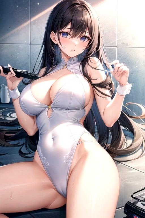 Pussy And Breasts Visible, Wrapped In A Towe, ShowerAI黄漫