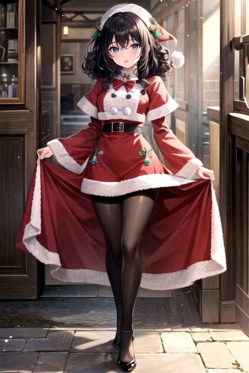 Mittag, Schwarzes Haar, WeihnachtenHentai KI Porno