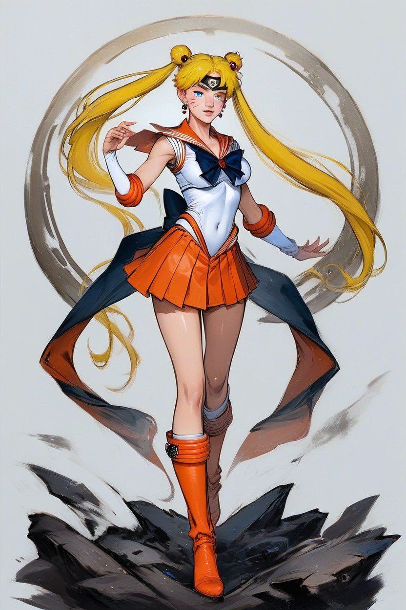 Sailor Venus Costume, Face, Dynamic PoseAI黄漫