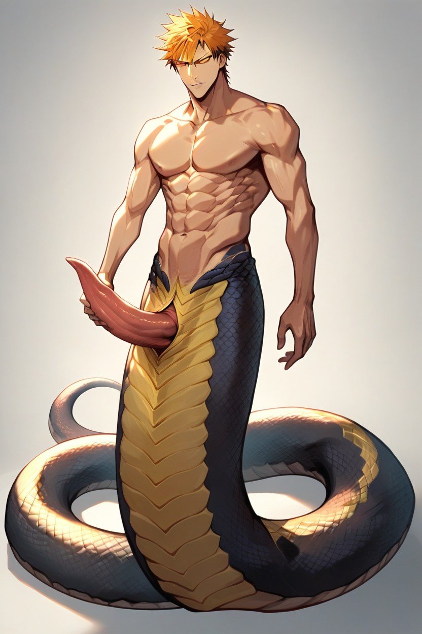 Massive Meter Long Snake Tail, 딱 맞는 체형, 거대한게이 AI 포르노