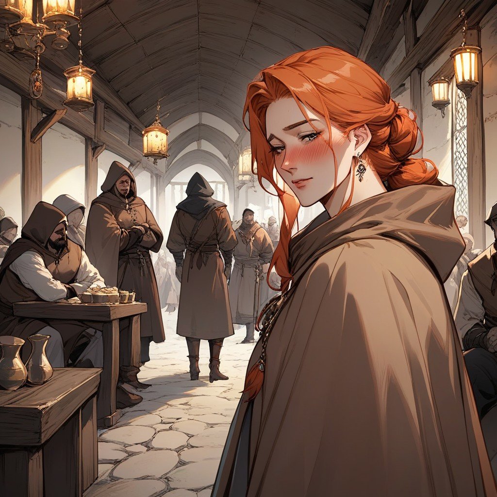 Close-up Background A Medieval Tavern, 18+, Many Medieval People Inside헨타이 AI 포르노