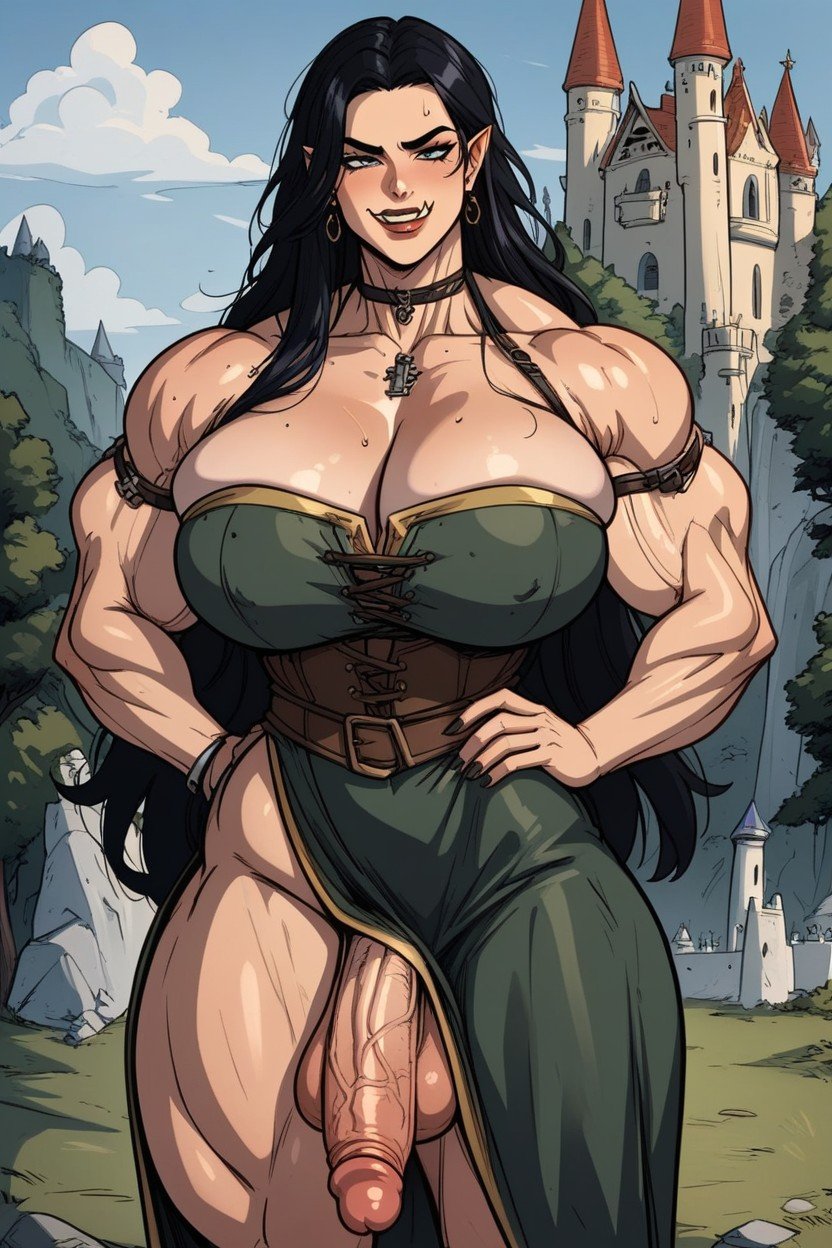 Massive Breast, In A Castle, A Futa Orc Shemale AI Porn