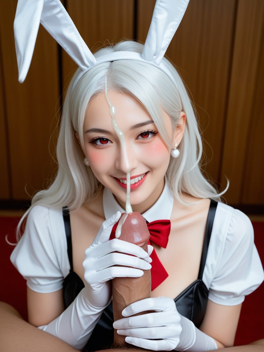 Handjob, Japanese Woman Wearing White Long Gloves, Cum On ClothesPorno IA Furry