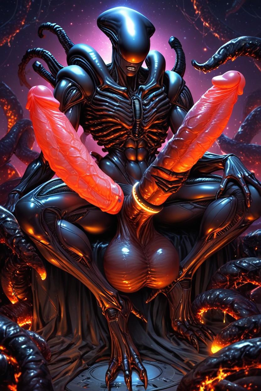 Galaxy Cock, Side View, Galaxy Penis Shemale AI Porn