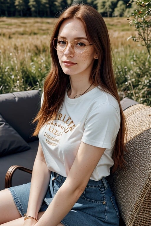 Black Round Glasses, 20+, T-shirt Furry AI Porn