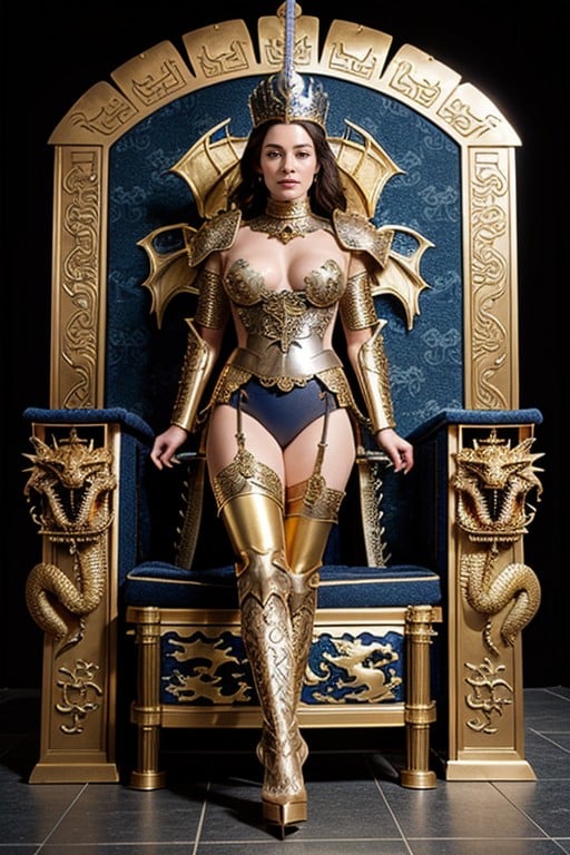 Plate Boots, Throne Room Background, Gold Plate Armor Furry AI Porn