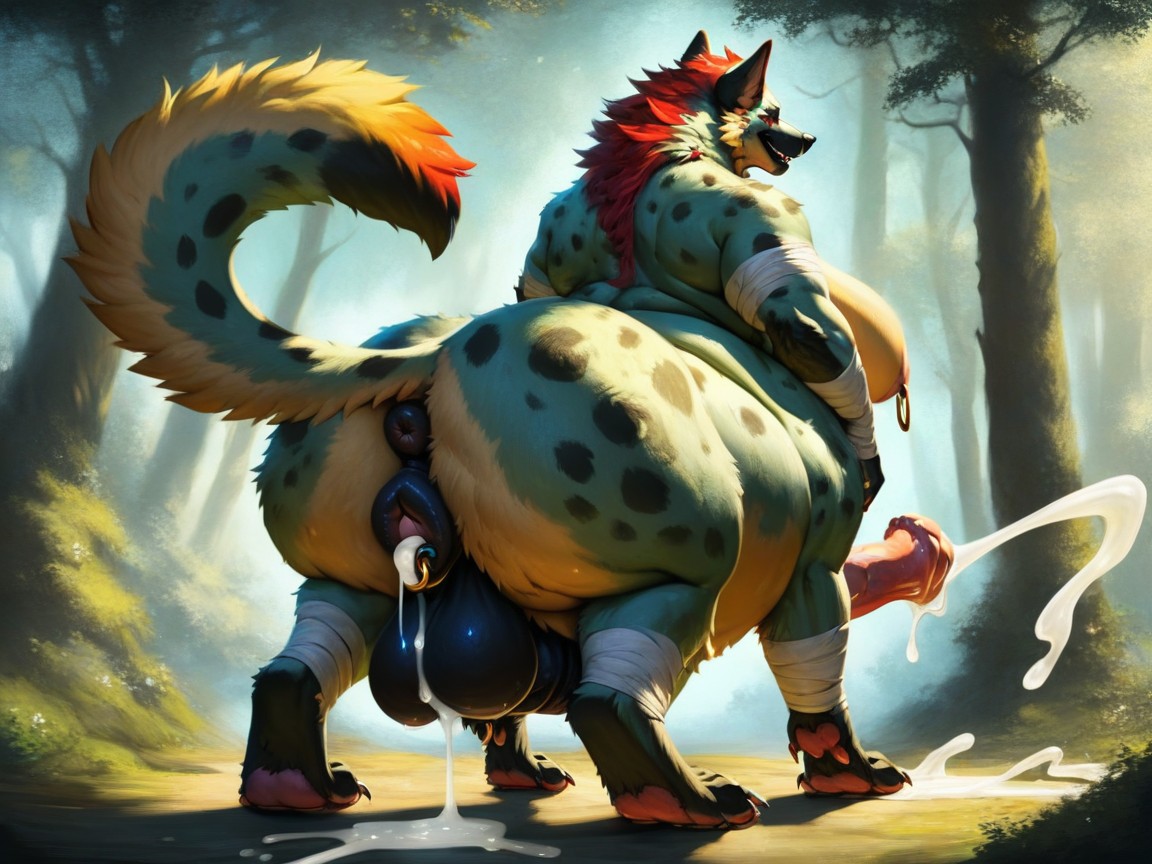 Arm Wraps, Gigantic Paws, Wide Penis Furry AI Porn