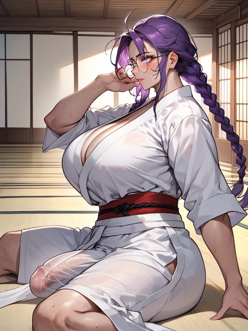 Bounce Lines, Karate Outfit, Purple Eyes Furry AI Porn