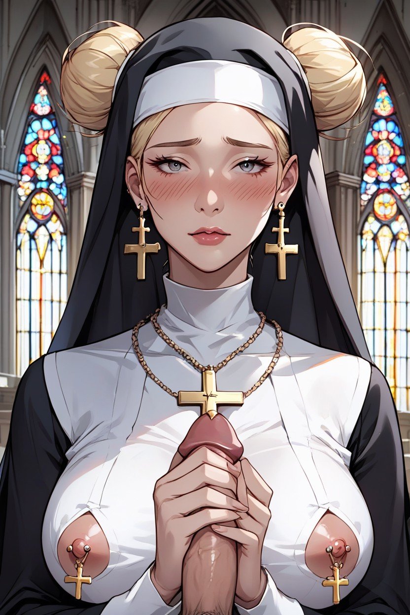 Incredibly Beautiful Nun, Giving Handjob, 귀여운 얼굴퍼리 AI 포르노