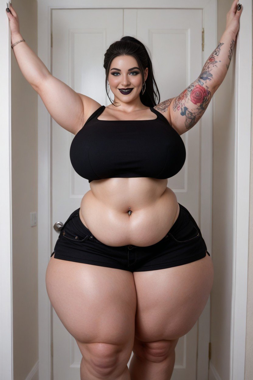 Massive Gigantic Hyper Hips, Black Leggings, Extremely Large AssFurry IA