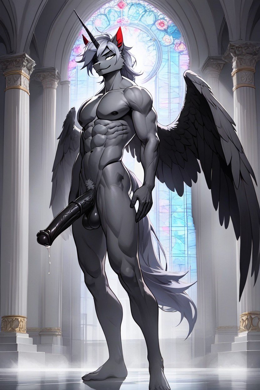 Black Wings With Gray Edges, Tall, Black퍼리 AI 포르노